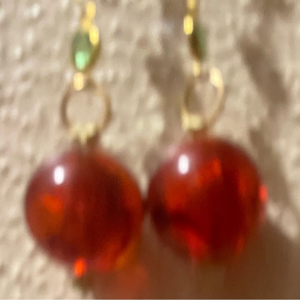 Gold and Red Crystal Bead Earrings
